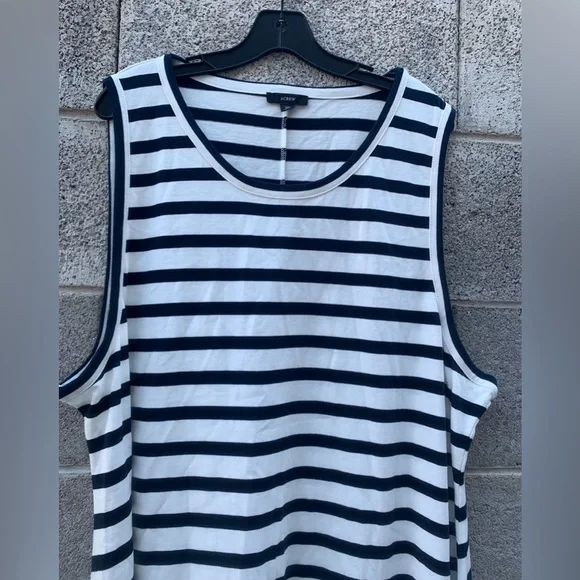J Crew 3X High-Low Maxi Tank Dress In Navy White Stripe Nautical Vacation A0477 - Picture 6 of 13